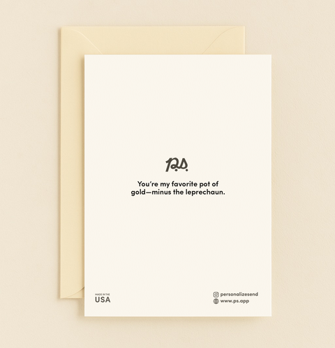 Back of Minimalist Rainbow Greeting Card with P.S. message