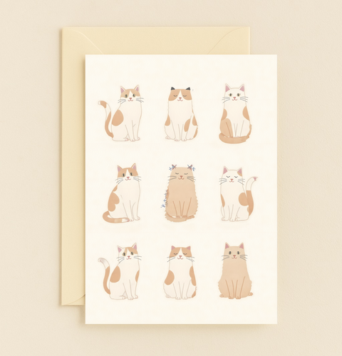 adorable calico cats greeting card