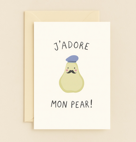 adorable french pear pun card