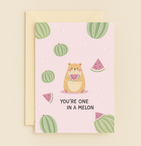 adorable hamster melon card