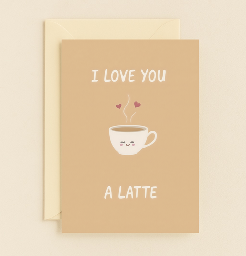 adorable i love you a latte coffee card