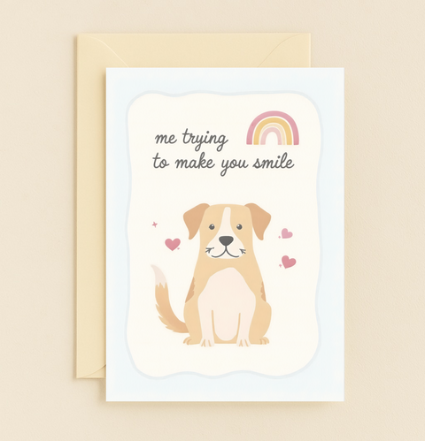 adorable puppy rainbow smile card