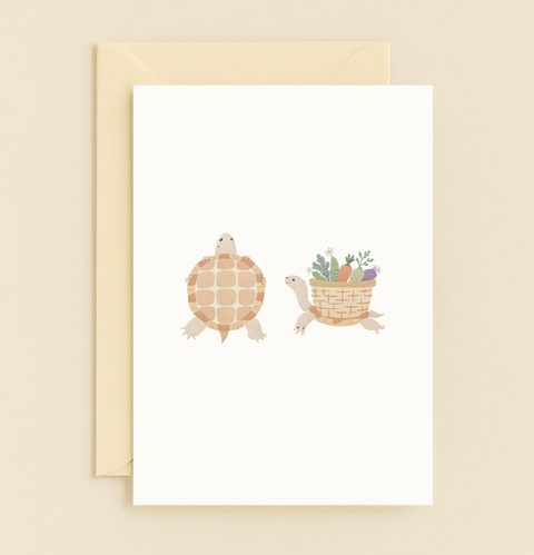 adorable turtle picnic basket card