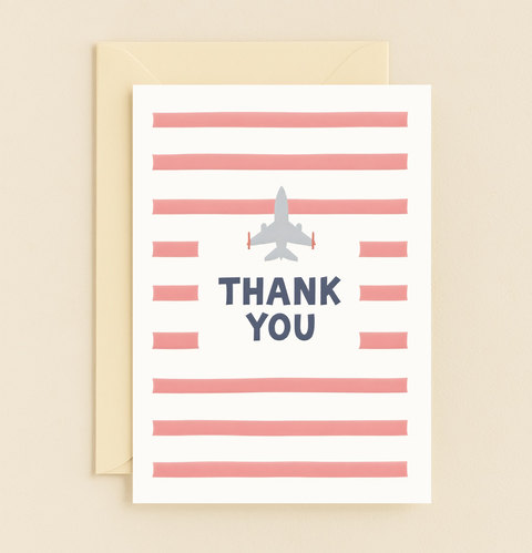 airplane stripes thank you card