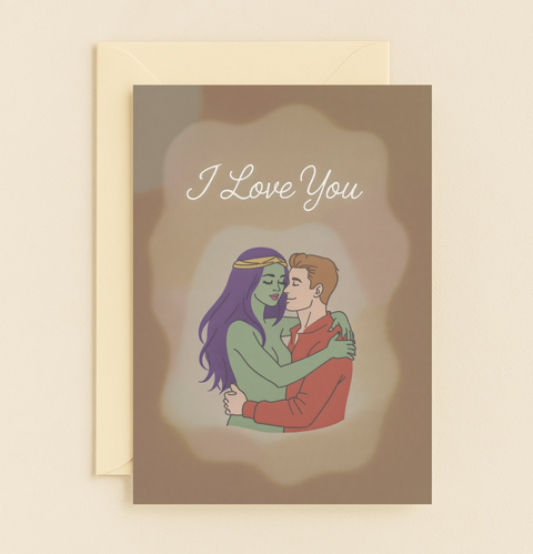 alien human romantic card
