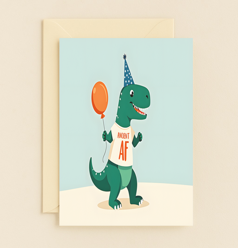 ancient dinosaur party card
