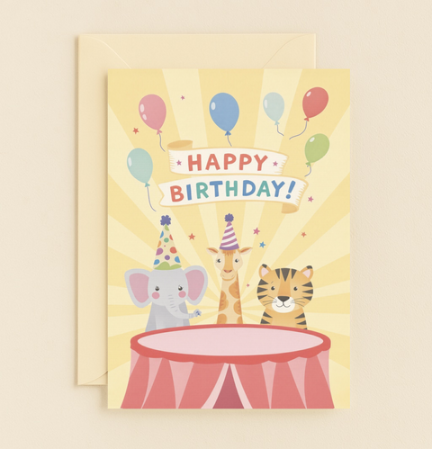 Animal Party Birthday Card