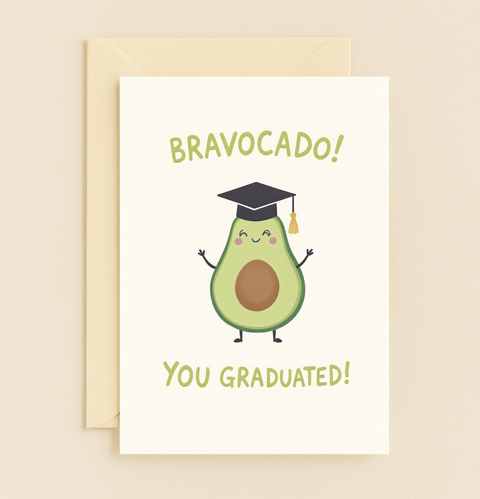 avocado graduation congrats card