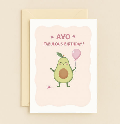 avocado themed fabulous birthday card