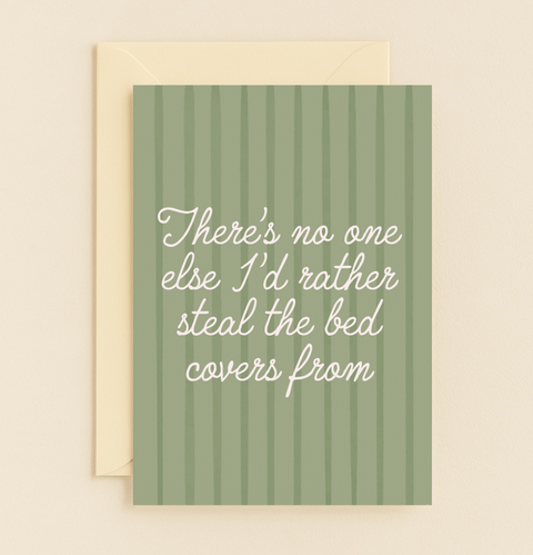 bed covers love card