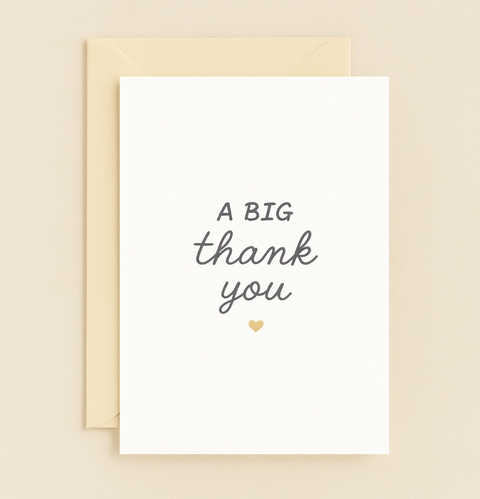 big thank you card with heart