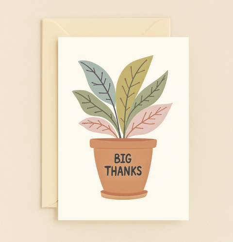 big thanks plant pot card