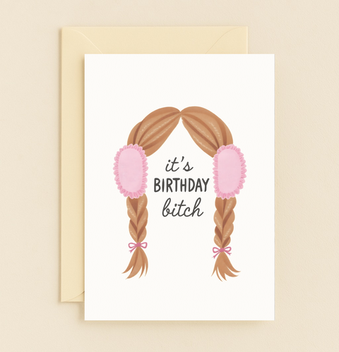 birthday braids playful card