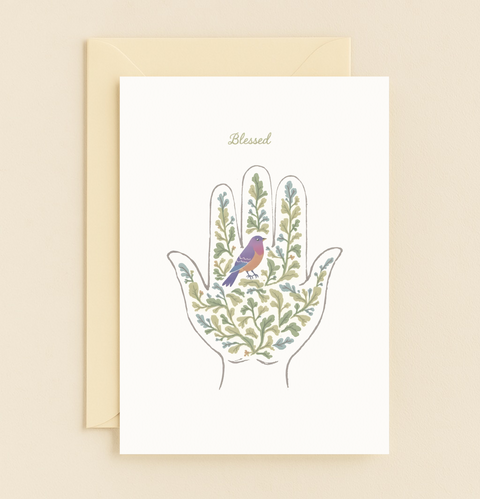 blessed hand and bird card