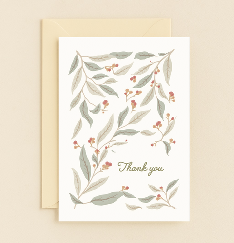 botanical foliage thank you card