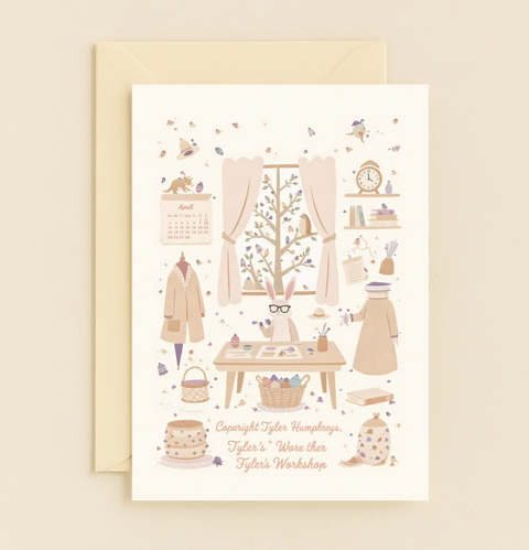 bunny artist at work card