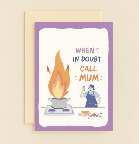 call mum kitchen fire card