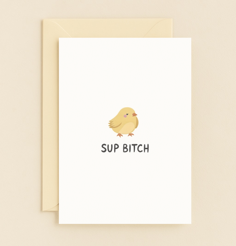 cheeky cute bird greeting card