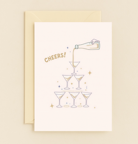 cheers champagne tower celebration card