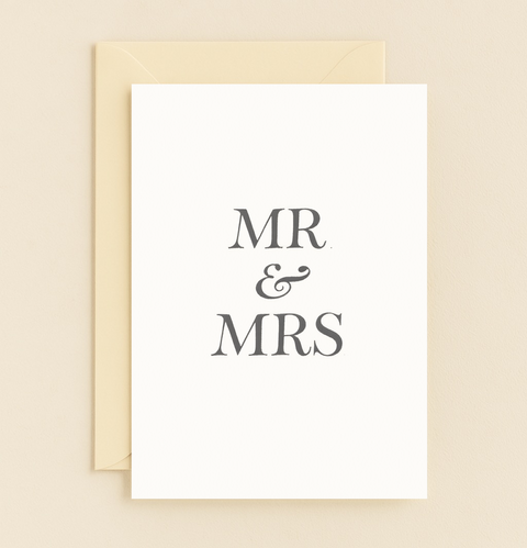 classic mr and mrs wedding card