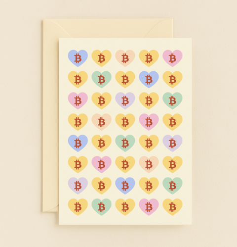 colorful heart bitcoin card