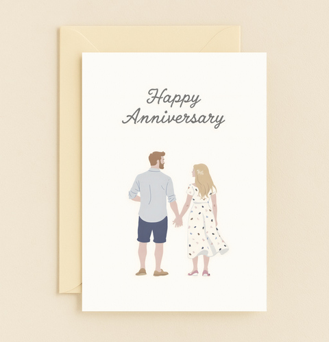 couple holding hands anniversary card