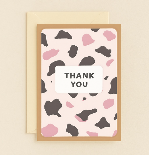 cow print thank you card