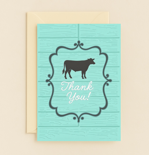 cow silhouette thank you card