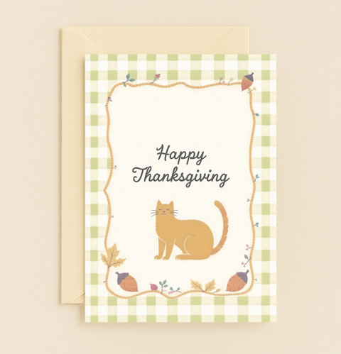 cozy cat fall greeting card