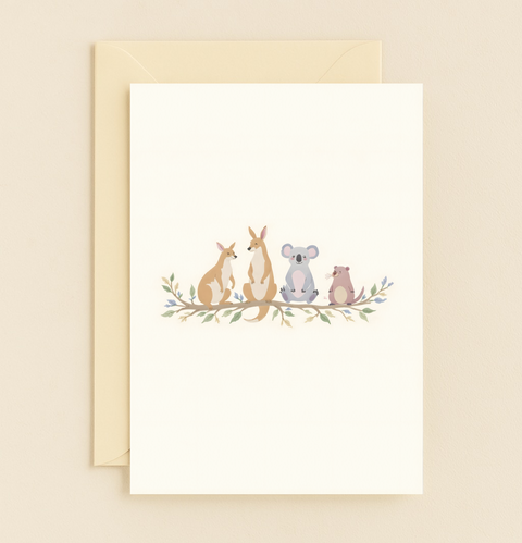 cute australian animals greeting card
