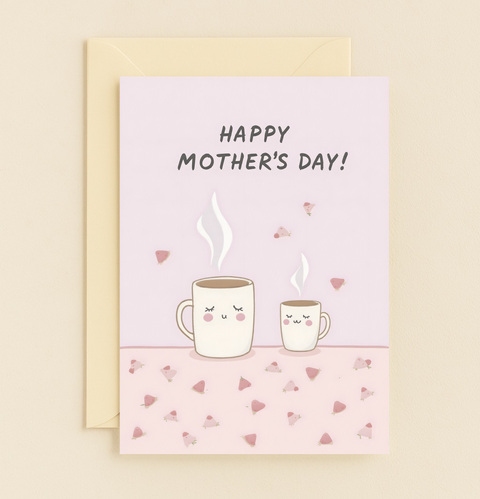 cute mother and child mugs card