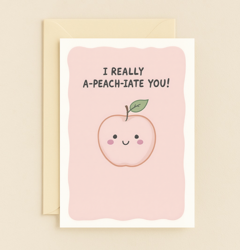 cute peach appreciation card