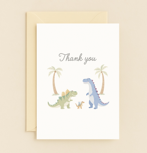 dinosaur family thank you card