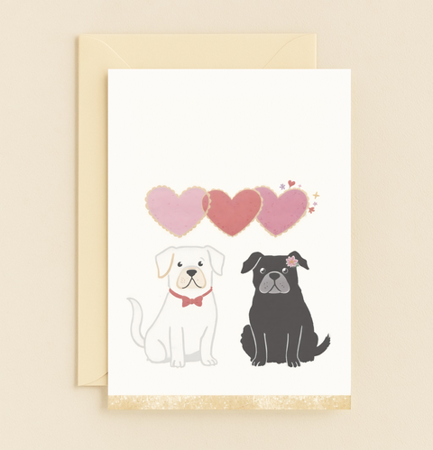 dog couple heart card