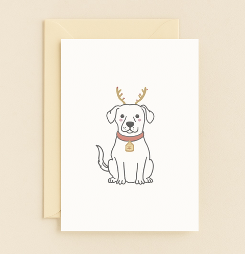 dog with antlers fun card