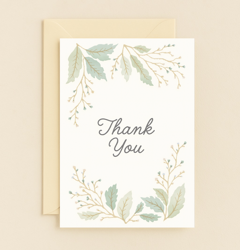 elegant botanical thank you card