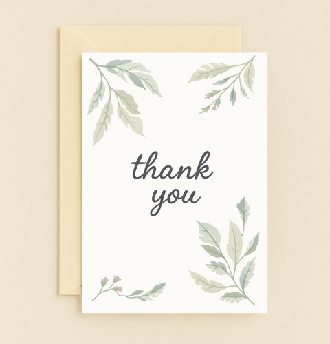 elegant leaf thank you card