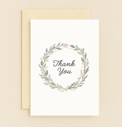 elegant wreath thank you card