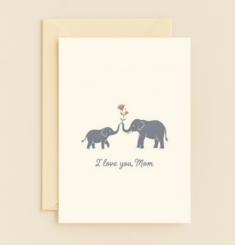 elephant love mom flower card