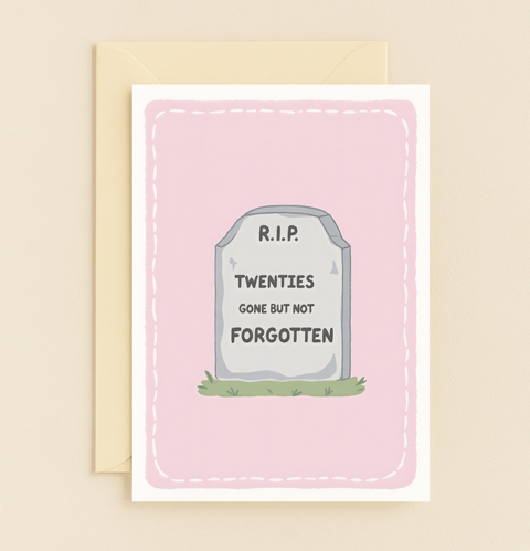 farewell twenties tombstone card
