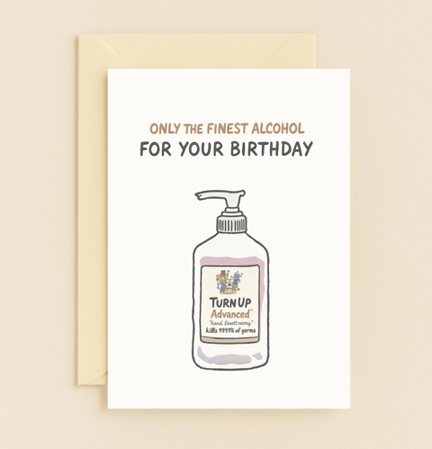 finest alcohol hand sanitizer birthday card