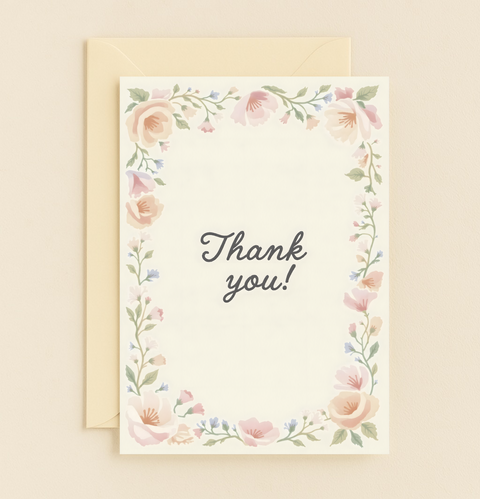 floral border thank you card