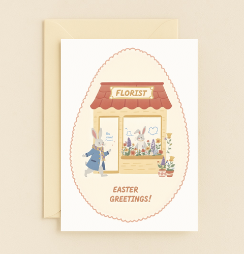 floral bunny florist card