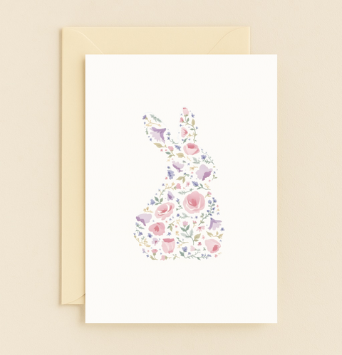 floral bunny silhouette card