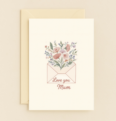 floral envelope love you mum card