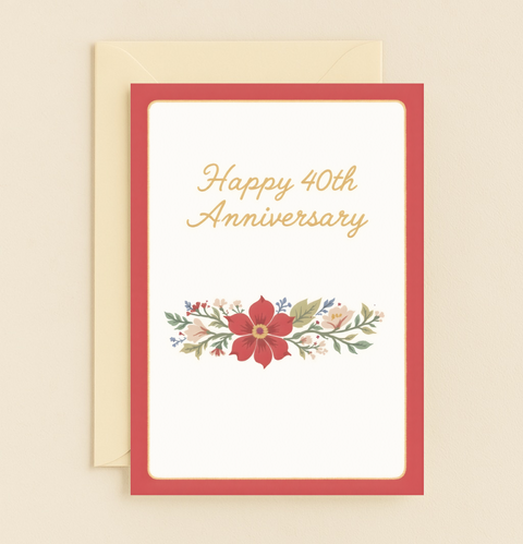 floral forty years celebration card
