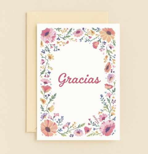 floral gracias thank you card
