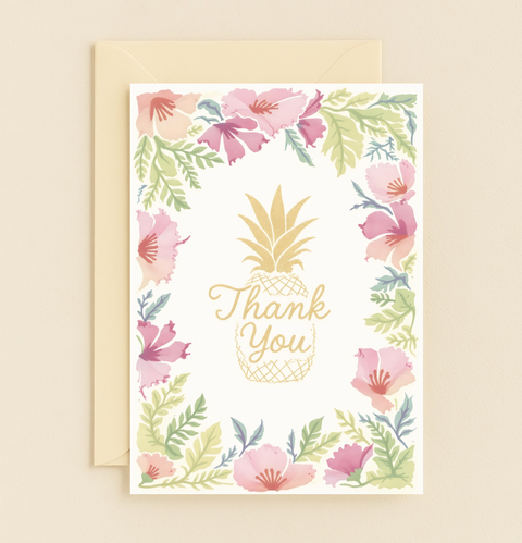 floral pineapple thank you card