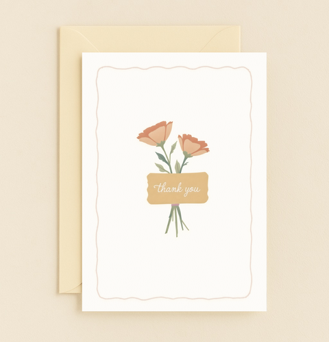 floral thank you card with heartfelt message