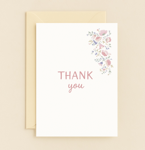 floral thank you card with pastel design